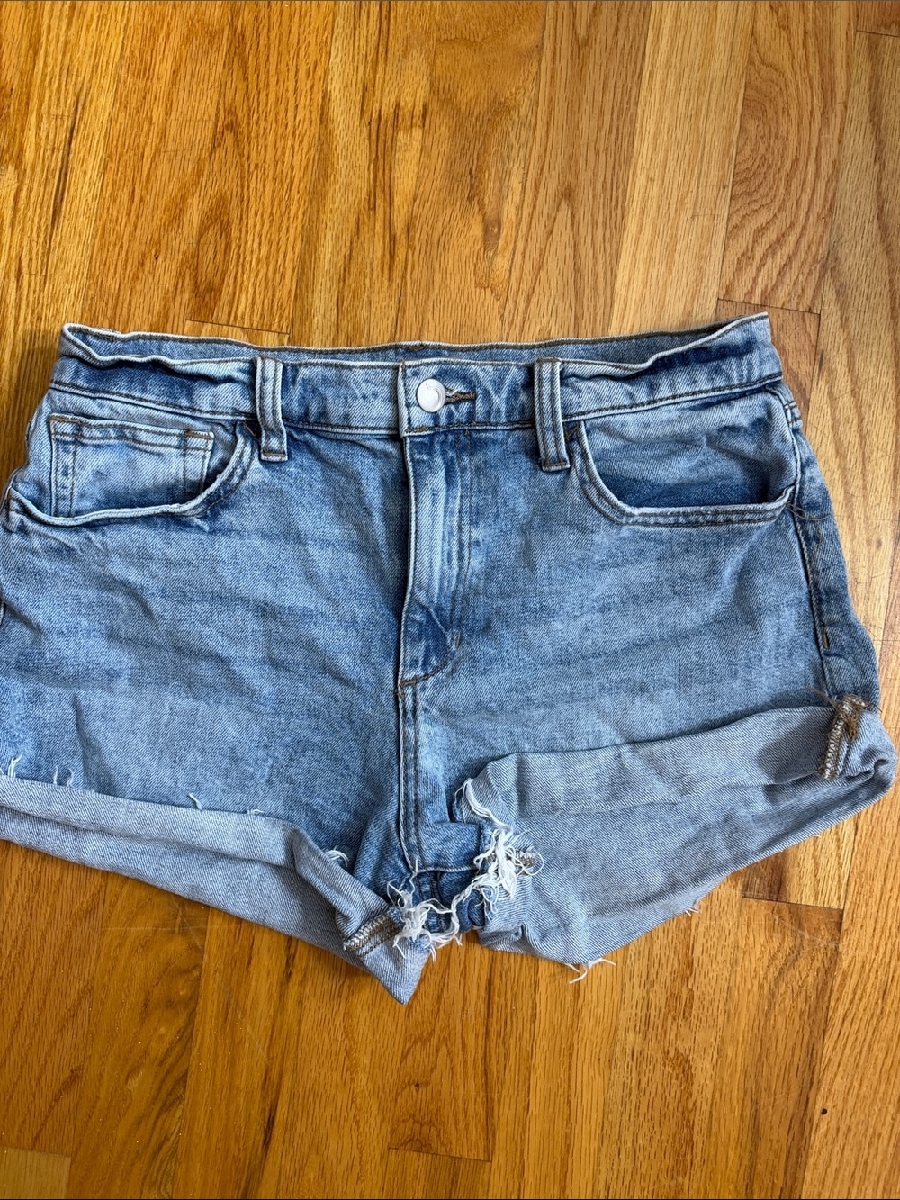 Joes Jeans Blue Denim High-Rise Rolled Hem Shorts